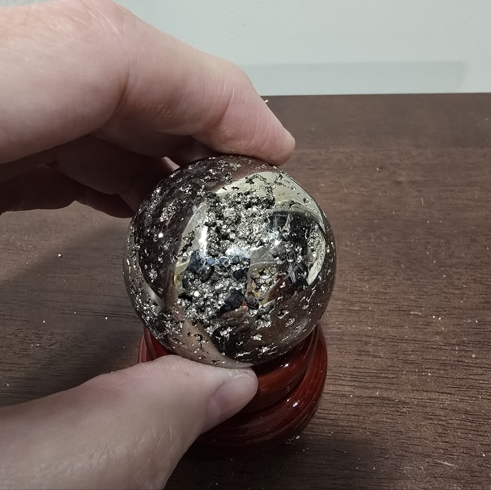 Pyrite Crystal Sphere #J 48 mm - Picture 9 of 9